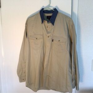 men’s 3 season heavy cotton button down shirt size large